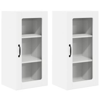 Küchenwandschrank mit Tür 2 pcs Hochglanz Weiß 40 x 31 x 80 cm