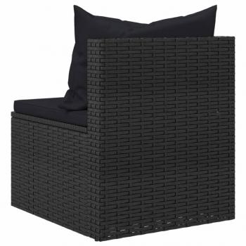 4-tlg. Garten-Sofagarnitur mit Kissen Schwarz Poly Rattan