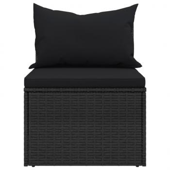 4-tlg. Garten-Sofagarnitur mit Kissen Schwarz Poly Rattan