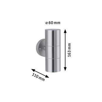 Paulmann Außenwandleuchte Flame IP44 60mm max. 2x10W 230V, Edelstahl gebürstet (94331)