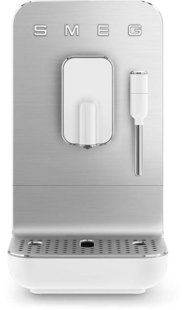 ARDEBO.de Smeg BCC12WHMEU Kompakt-Kaffeevollautomat, 1350 W, 1,4 L Wassertank, 8 Funktionen, 6 Kaffeevariationen, Heißwasser und Dampffunktion,weiß/silber