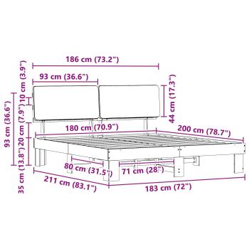 Bettgestell mit gepolstertem Kopfteil Hellgrau 180 x 200 cm
