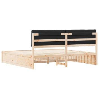 Bettgestell mit gepolstertem Kopfteil Schwarz 200 x 200 cm