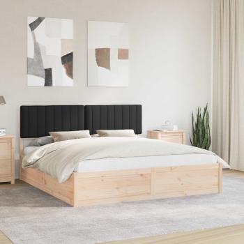 ARDEBO.de - Bettgestell mit gepolstertem Kopfteil Schwarz 180 x 200 cm