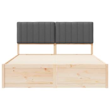 Bettgestell mit gepolstertem Kopfteil Dunkelgrau 160 x 200 cm