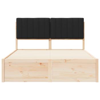 Bettgestell mit gepolstertem Kopfteil Schwarz 135 x 190 cm