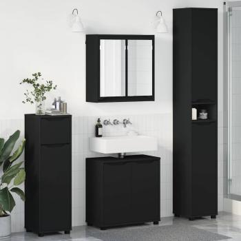 ARDEBO.de - Badezimmermöbel-Set mit Schubladen 4 pcs Schwarz Holzwerkstoff