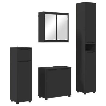 Badezimmermöbel-Set mit Schubladen 4 pcs Schwarz Holzwerkstoff