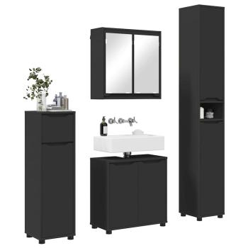 Badezimmermöbel-Set mit Schubladen 4 pcs Schwarz Holzwerkstoff