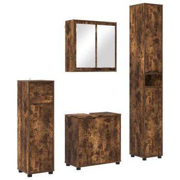 Badezimmermöbel-Set 4 pcs Geräucherte Eiche Holzwerkstoff
