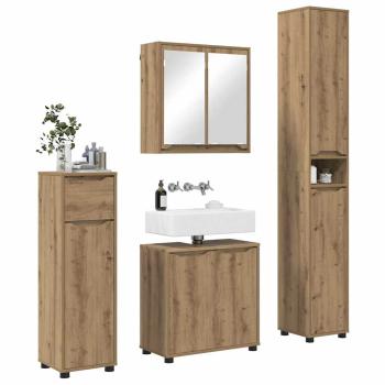 Badezimmermöbel-Set mit Regal 4 pcs Artisan-Eiche Holzwerkstoff