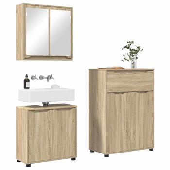 Badezimmermöbel-Set mit Regal 3 pcs Sonoma-Eiche Holzwerkstoff