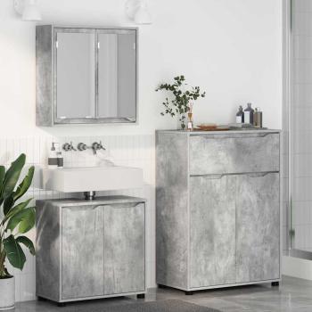 Badezimmermöbel-Set mit Regal 3 pcs Beton Grau Holzwerkstoff