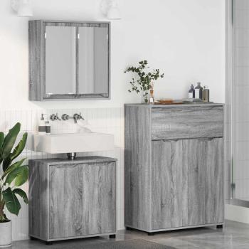Badezimmermöbel-Set mit Regal 3 pcs Graues Sonoma Holzwerkstoff