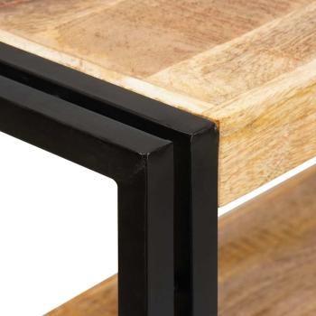 Bücherregal mit Türen Braun Massiv Grobes Mangoholz und Metall