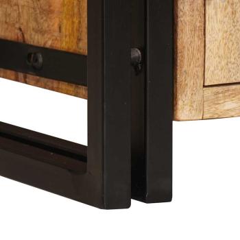 Bücherregal mit Türen Braun Massiv Grobes Mangoholz und Metall