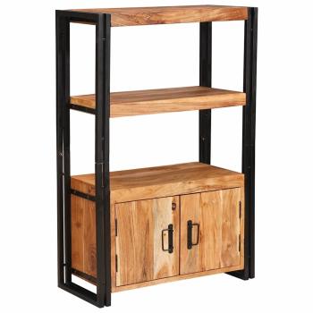 Bücherregal mit Türen Braun Massivholz Akazie und Metall