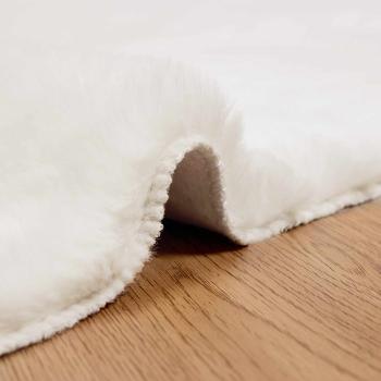 Kunstfell Hasen Teppich Creme 80 x 200 cm Polyester