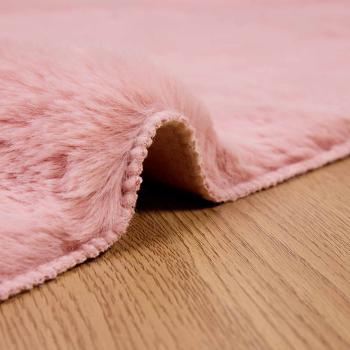 ARDEBO.de - Kunstfell Hasen Teppich Rosa 80 x 250 cm Polyester