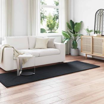 ARDEBO.de - Kunstfell Hasen Teppich Schwarz 80 x 250 cm Polyester