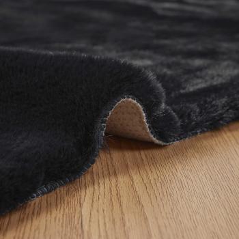 Kunstfell Hasen Teppich Schwarz 240 x 240 cm Polyester
