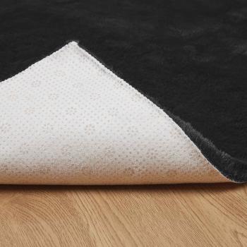 Kunstfell Hasen Teppich Schwarz 240 x 240 cm Polyester