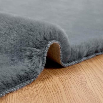 Kunstfell Hasen Teppich Anthrazit 80 x 250 cm Polyester