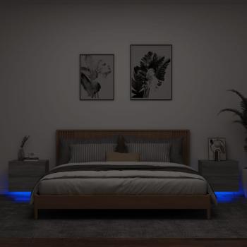 ARDEBO.de - Wand-Nachttische mit LED-Leuchten 2 Stk. Grau Sonoma