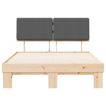 Bettgestell mit gepolstertem Kopfteil Dunkelgrau 140 x 190 cm