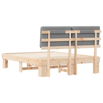 Bettgestell mit gepolstertem Kopfteil Hellgrau 135 x 190 cm