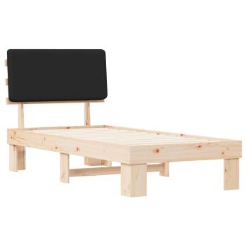 Bettgestell mit gepolstertem Kopfteil Schwarz 100 x 200 cm