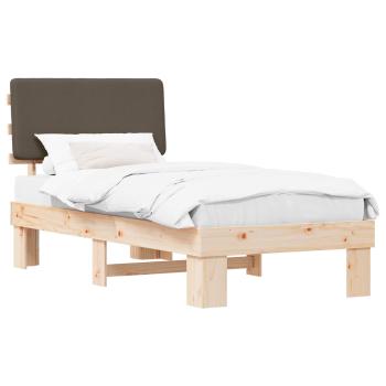 ARDEBO.de - Bettgestell mit gepolstertem Kopfteil Taupe 90 x 200 cm