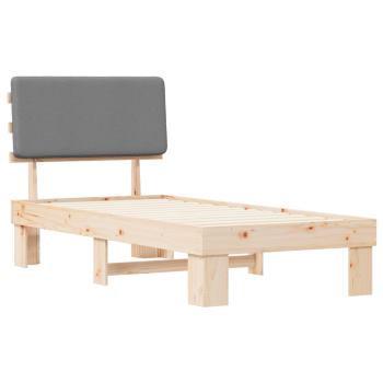 Bettgestell mit gepolstertem Kopfteil Hellgrau 75 x 190 cm