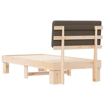 ARDEBO.de - Bettgestell mit gepolstertem Kopfteil Taupe 75 x 190 cm