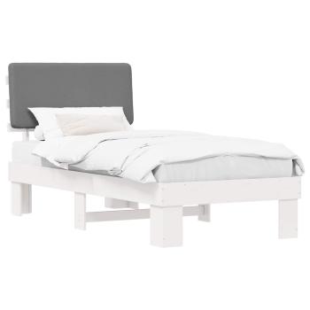 ARDEBO.de - Bettgestell mit gepolstertem Kopfteil Hellgrau 75 x 190 cm