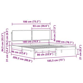 Bettgestell mit gepolstertem Kopfteil Dunkelgrau 180 x 200 cm