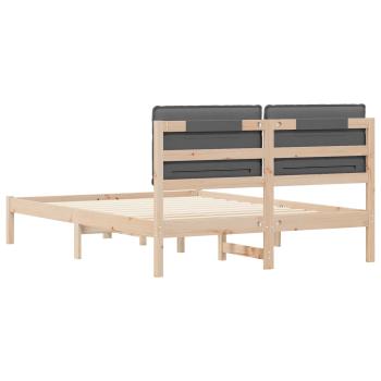 Bettgestell mit gepolstertem Kopfteil Dunkelgrau 120 x 190 cm