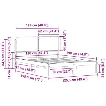 Bettgestell mit gepolstertem Kopfteil Schwarz 120 x 190 cm
