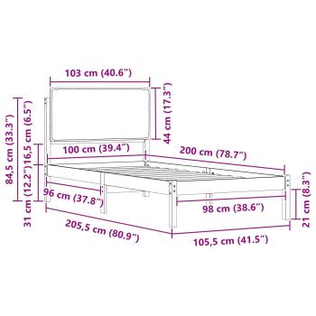 ARDEBO.de - Bettgestell mit gepolstertem Kopfteil Schwarz 100 x 200 cm