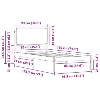 Bettgestell mit gepolstertem Kopfteil Taupe 90 x 190 cm