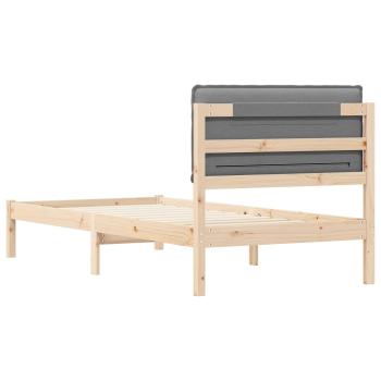 Bettgestell mit gepolstertem Kopfteil Hellgrau 75 x 190 cm