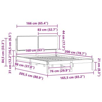 Bettgestell mit gepolstertem Kopfteil Dunkelgrau 160 x 200 cm