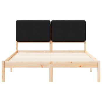 ARDEBO.de - Bettgestell mit gepolstertem Kopfteil Schwarz 150 x 200 cm