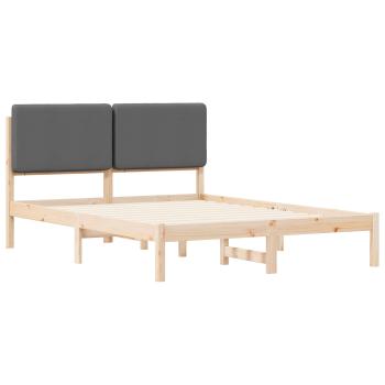 Bettgestell mit gepolstertem Kopfteil Dunkelgrau 140 x 200 cm