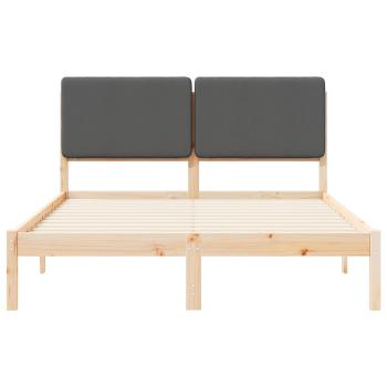 Bettgestell mit gepolstertem Kopfteil Dunkelgrau 140 x 200 cm