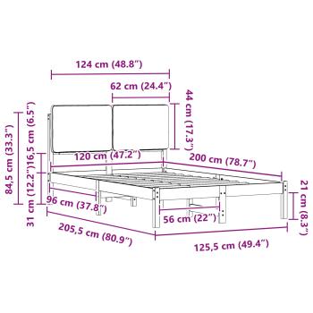 ARDEBO.de - Bettgestell mit gepolstertem Kopfteil Hellgrau 120 x 200 cm