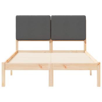 Bettgestell mit gepolstertem Kopfteil Dunkelgrau 135 x 190 cm