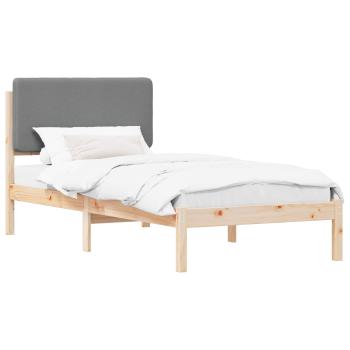 ARDEBO.de - Bettgestell mit gepolstertem Kopfteil Hellgrau 90 x 200 cm