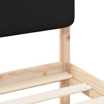 Bettgestell mit gepolstertem Kopfteil Schwarz 75 x 190 cm