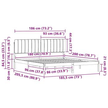 Bettgestell mit gepolstertem Kopfteil Schwarz 180 x 200 cm